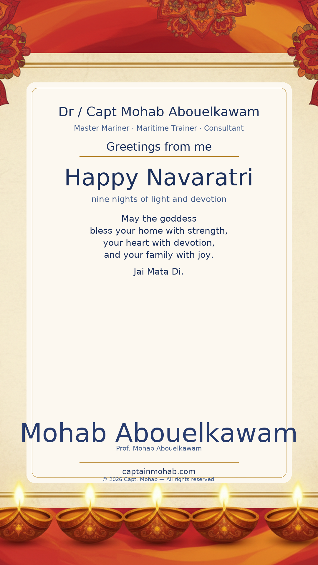 Navaratri card — Navaratri — nine nights of light, strength and devotion